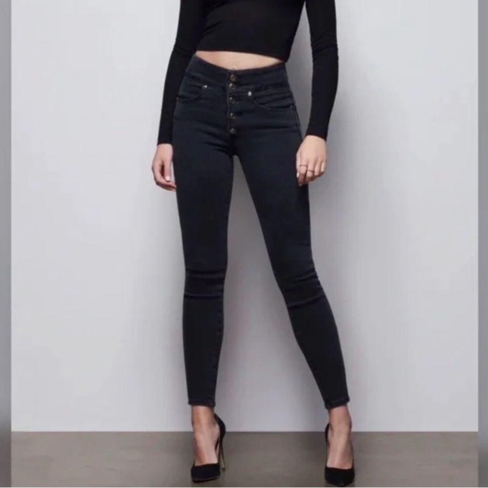 New Good American Good Waist Skinny Jeans size 34 Black Tummy Control